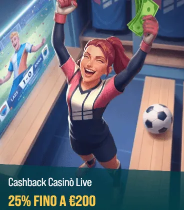 Cashback casino live 25 fino a 200